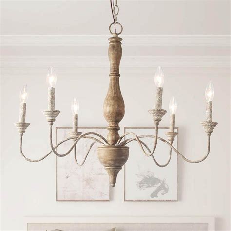 Lnc 6 Light Rustic Farmhouse Wood Chandelier 295 In W With Antique