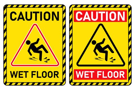 warning caution wet floor slippery after cleaning yellow printable sign template design