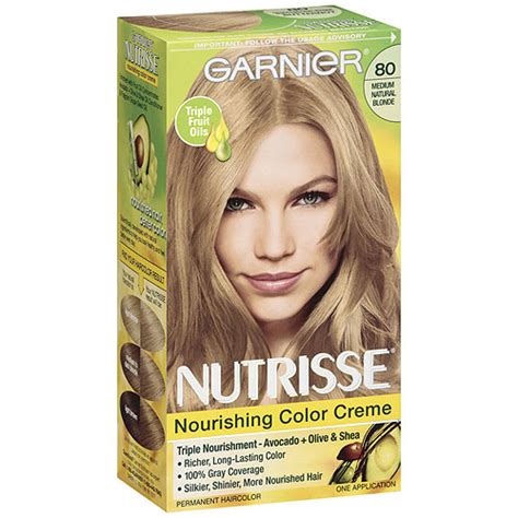 Dark blonde hair is a great colour to transition through the seasons! Garnier Nutrisse Nutricolor 80 Medium Natural Blonde