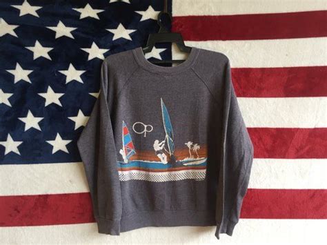 Vintage 1983 Ocean Pacific Sweater Grey Colour Ocean Pacific Sweatshirt Graphics Print Surfing