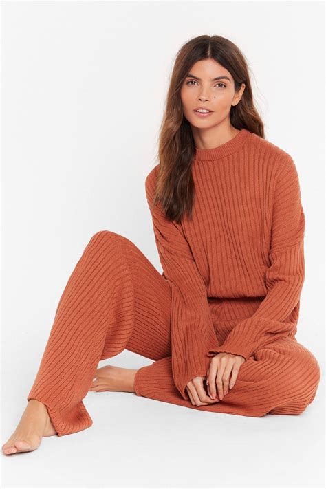 Ribbed Sweater And Pants Lounge Set Lounge Wear Loungewear Outfits