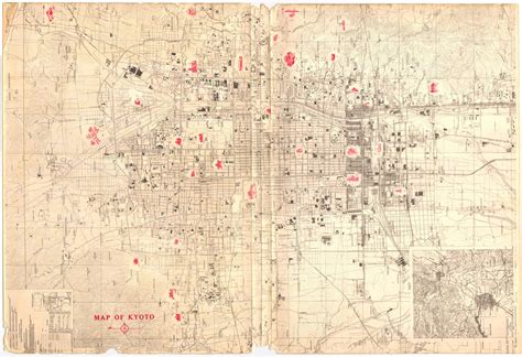 Old maps with the great wall of china. Kyoto/ Old Map - ASIAN CITIES RESEARCH