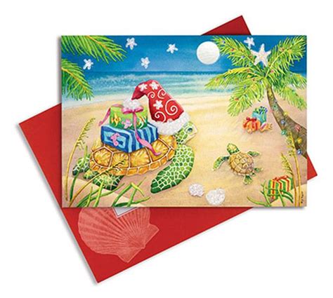 Embellished Sea Turtle Holiday Cards Box Of 16 Loggerhead