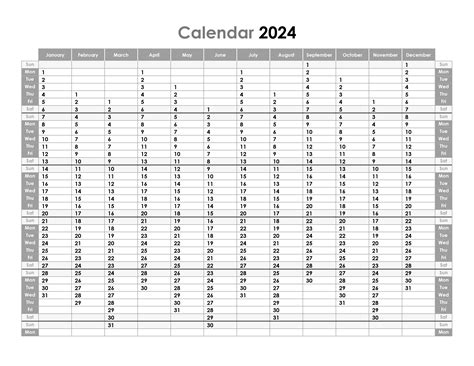 Free Printable Yearly Calendar 2024 Word - Printable Online