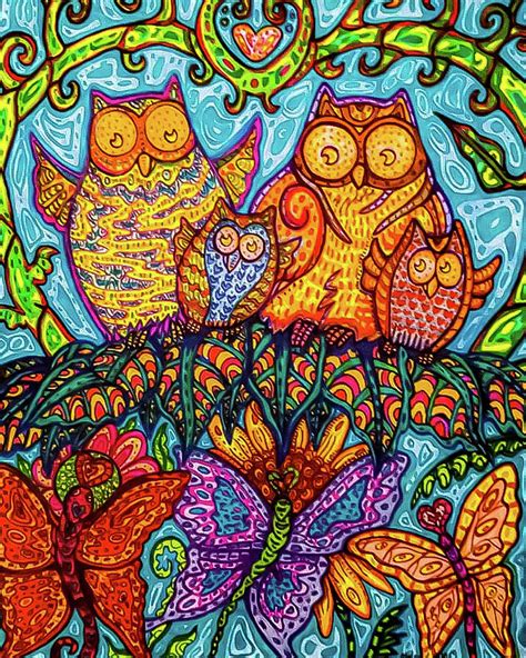 Psychedelic Owls Drawing By Janine Messenger Fine Art America