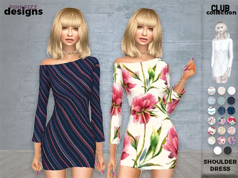 Club Shoulder Dress Pf135 The Sims 4 Catalog