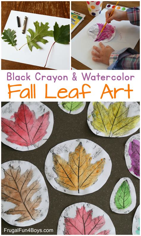 Gorgeous Black Crayon And Watercolor Fall Leaf Art Frugal Fun For