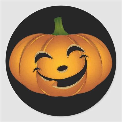 Happy Pumpkin Face For Halloween Fun Classic Round Sticker Zazzle