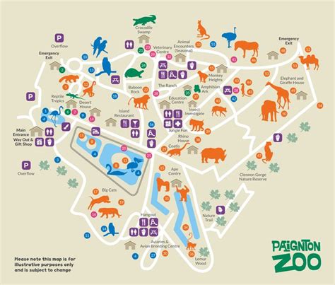 A Map Of The Zoo With Different Animals On It