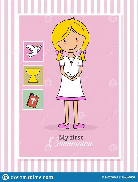 Carte Ma Premi Re Fille De Communion Enfant Avec Le Pigeon Illustration
