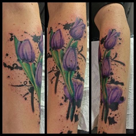 Purple Tulips Tattoo By Our Female Artist Tiny T Lilac Tattoo Tulip