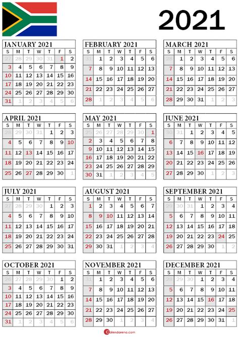 December 2020 And January 2021 Calendar With Holidays South Africa