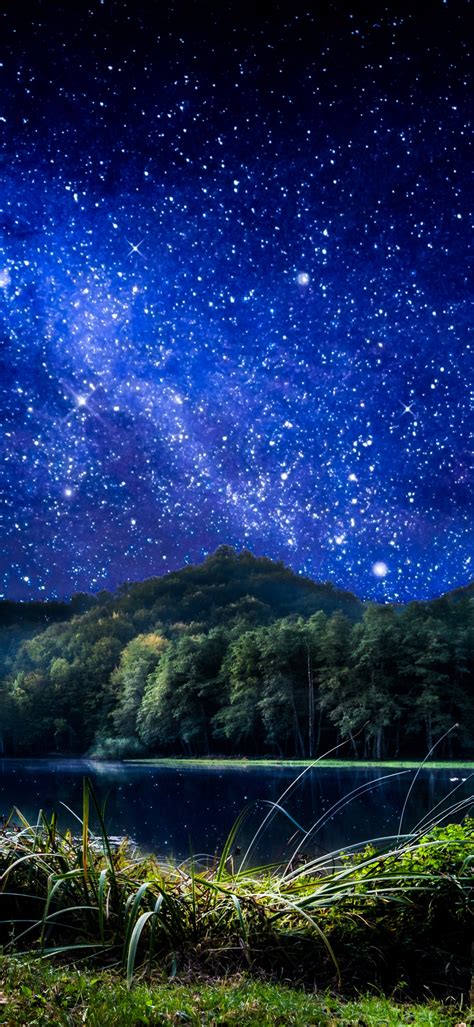 Wallpaper Id 364988 Earth Night Stars Starry Sky Sky Mountain