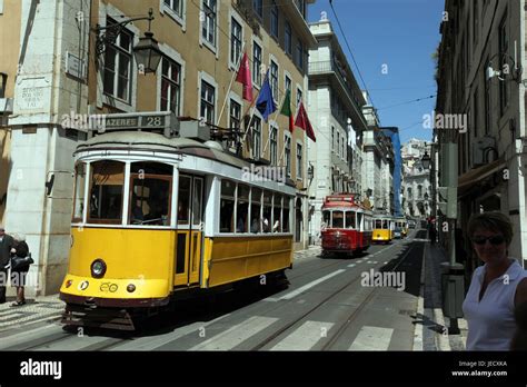 Portugal Lisbon City Centre Streetcar Stock Photo Alamy