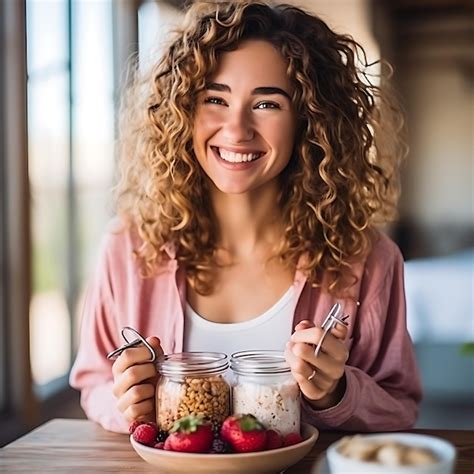 premium ai image woman having healthy breakfast with granola