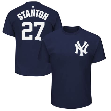 New York Yankees Giancarlo Stanton 27 T Shirt Navy Blue Baseball