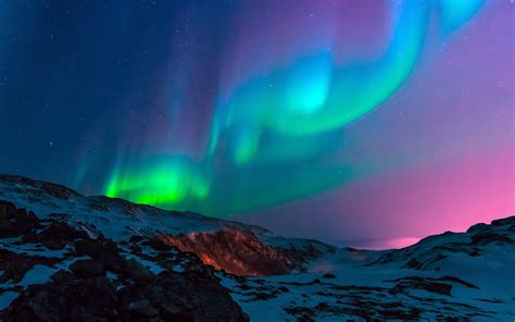 Charming Mountain Night Sky Northern Light Aurora Phenomenon 4k