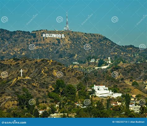 Famous Hollywood Sign On Mountain In Hollywood California Editorial