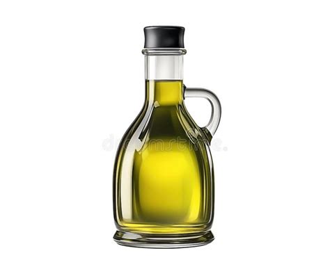 Olive Oil Glass Bottle Isolated On White Transparent Background Stock