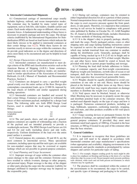 Astm D Standard Practices For Securement Of Cargo In