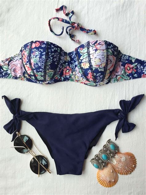 [16 off] 2021 women printed underwire bikini set in purplish blue zaful