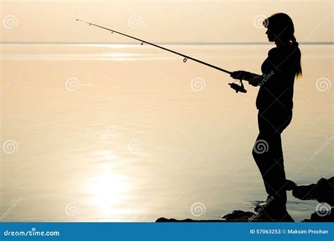 Woman Fishing Silhouette Svg