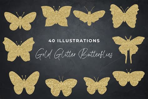 Gold Glitter Butterfly Gold Glitter Emphemera By Old Continent Design
