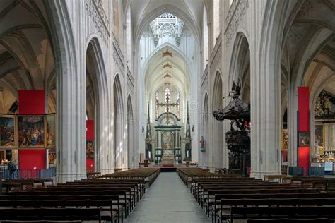 Interior Of The Cathedral Of Our Lady In Antwerp Belgium Editorial