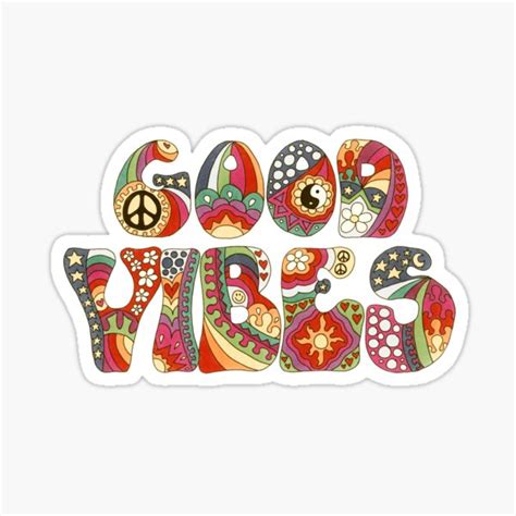 Vintage Psychedelic Good Vibes Sticker For Sale By Kelkel66 Redbubble