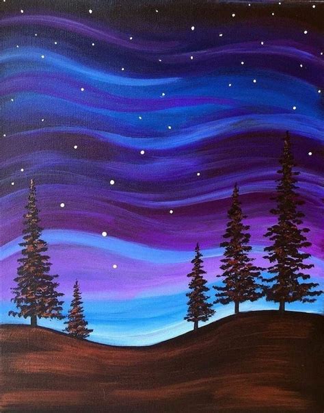 Dark Sky With Purple Blue Pink Colors Easy Things To Paint On A Canvas