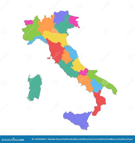 Mappa Italiana Divisione Amministrativa Mappa Dei Colori Isolata In