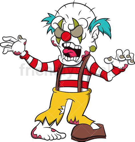 Freaky Zombie Clown Cartoon Vector Clipart Friendlystock