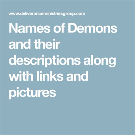 Names Of Demons And Their Descriptions Along With Links And Pictures