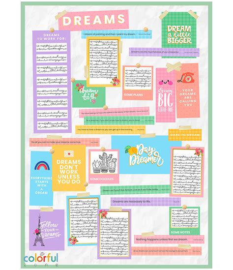 Dreams Board Instant Download And Printable Colorful Zone