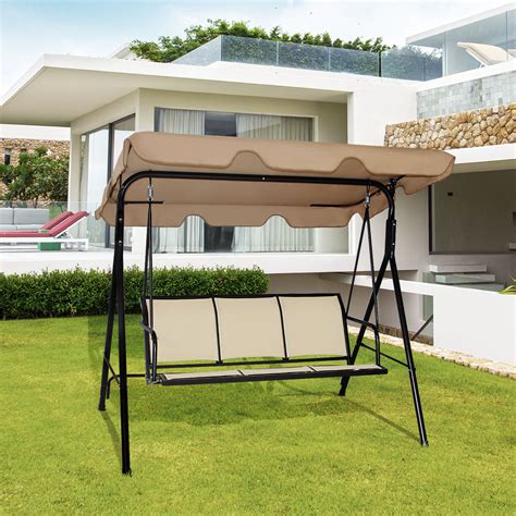 Think relaxing, social gathering, and making a patio more than just what it barely is. Outdoor Patio Swing Canopy Bench Chair Rocking Hammock ...