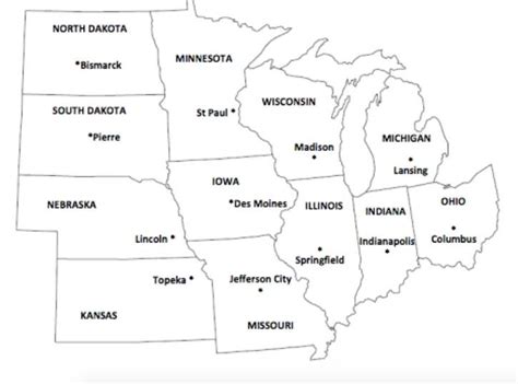 Printable Midwest States And Capitals Worksheets