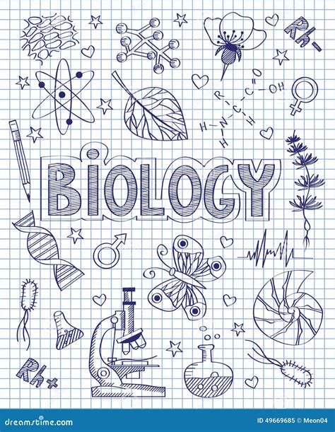 Hand Drawn Biology Set Stock Vector Illustration Of Minus 49669685