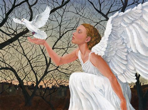 Peace Angel Fine Art Print With Peace Dove Jen Greta Cart