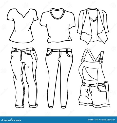 Outline Design Clothing Collection Stock Vector Illustration Of