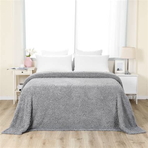 Mainstays Grey Solid Print 100 Polyester Bed Blanket King Machine