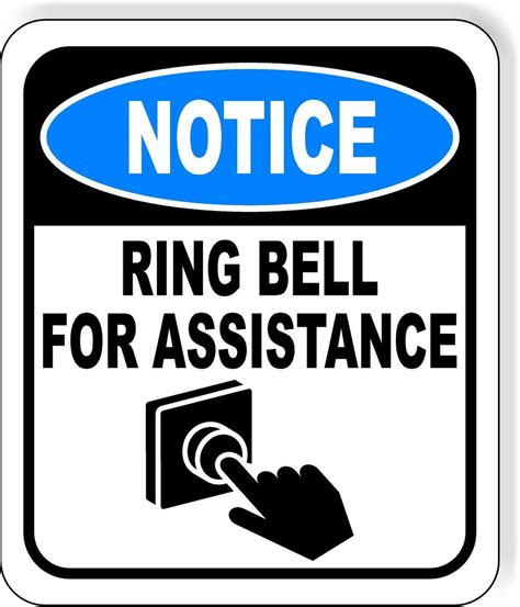 Notice Ring Bell For Assistance Doorbell Metal Aluminum Composite Sign