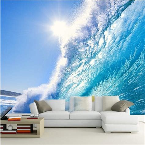 Kustom 3d Lukisan Seni Untuk Ruang Tamu Laut Biru Surfing Gelombang