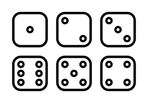 Dice Sides Dice Faces Icon Set In Line Style Design Isolated On White