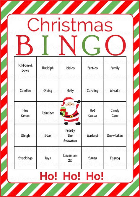 Christmas Bingo Cards Printable Download Prefilled Christmas