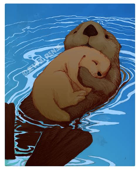 Jewel Renee Illustration Sea Otters Illustration Color In Progress