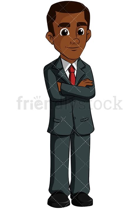 Confident Black Business Man Vector Cartoon Clipart Friendlystock