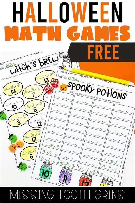 Free Halloween Math Games For Primary Students Missing Tooth Grins