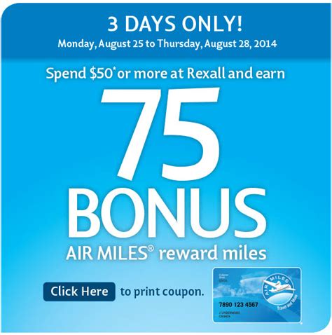 Rexall Ontario Earn 75 Bonus Air Miles When You Spend 50 Canadian