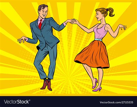 Retro Dancers Couple Man And Woman Royalty Free Vector Image