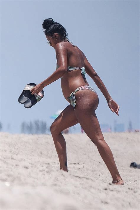 Pregnant Eniko Parrish In Bikini On The Beach In Palm Beach